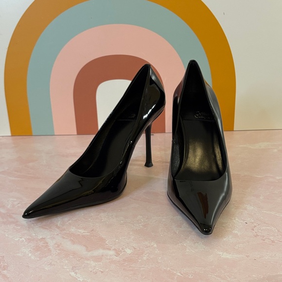 Jeffrey Campbell Glossy Black Patent Pointed Heels 4”, 7.5 - Picture 2 of 8